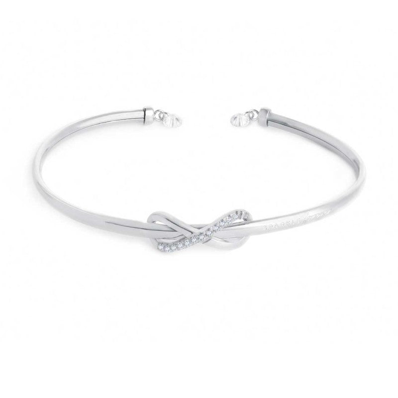 MARLU- Bracciale rigido infinito con zirconi bianchi