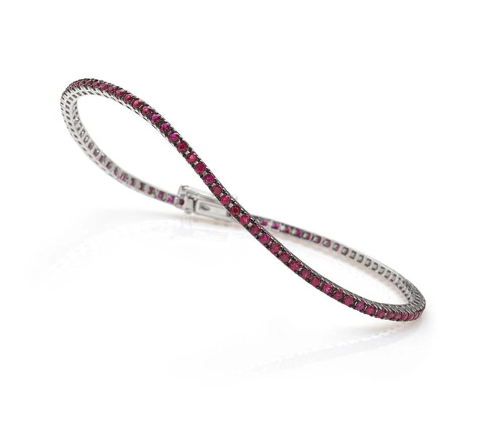 PREZIOSI ARGENTO-Bracciale Tennis con zirconi magenta in argento 925