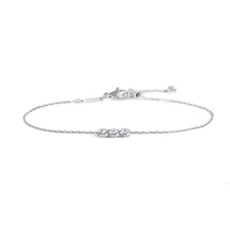 MARLU- Bracciale catena cutting cross con tre zirconi 3,5mm centrali